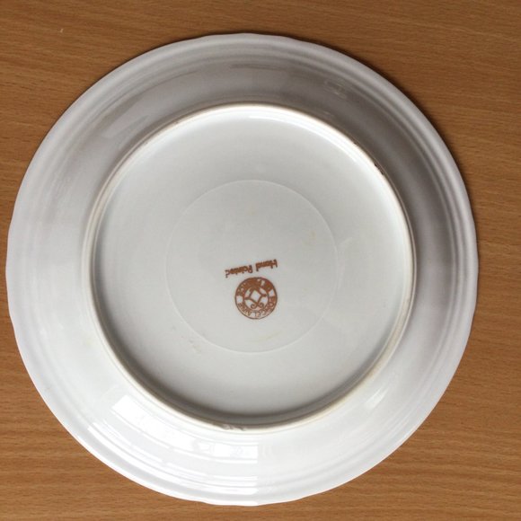 Vintage plates, egg server Porcelain de France gold leaf & flower lot of three - Picture 4 of 8